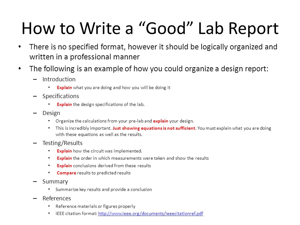 How to Write a Good Lab Report